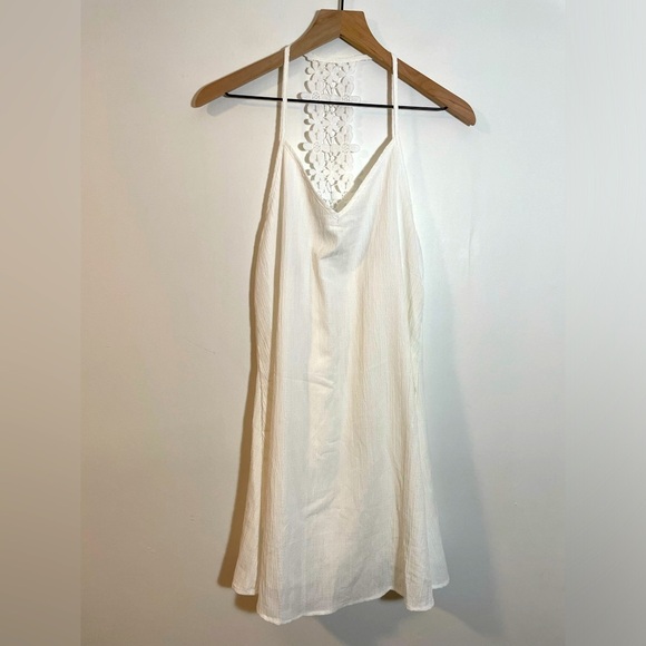 SHEIN White Dress Swim Cover Up Lace Racerback Thin Lightweight Summer ☀️ Sz Med - Picture 1 of 8